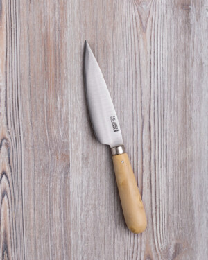 cuchillo acero inoxidable con mango en madera de Boj