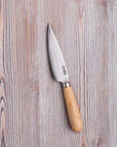 Cuchillo de acero inoxidable afilado con mango en madera de Boj