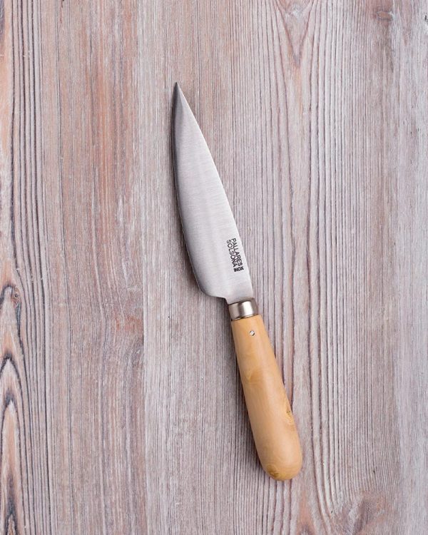 Cuchillo de acero inoxidable afilado con mango en madera de Boj